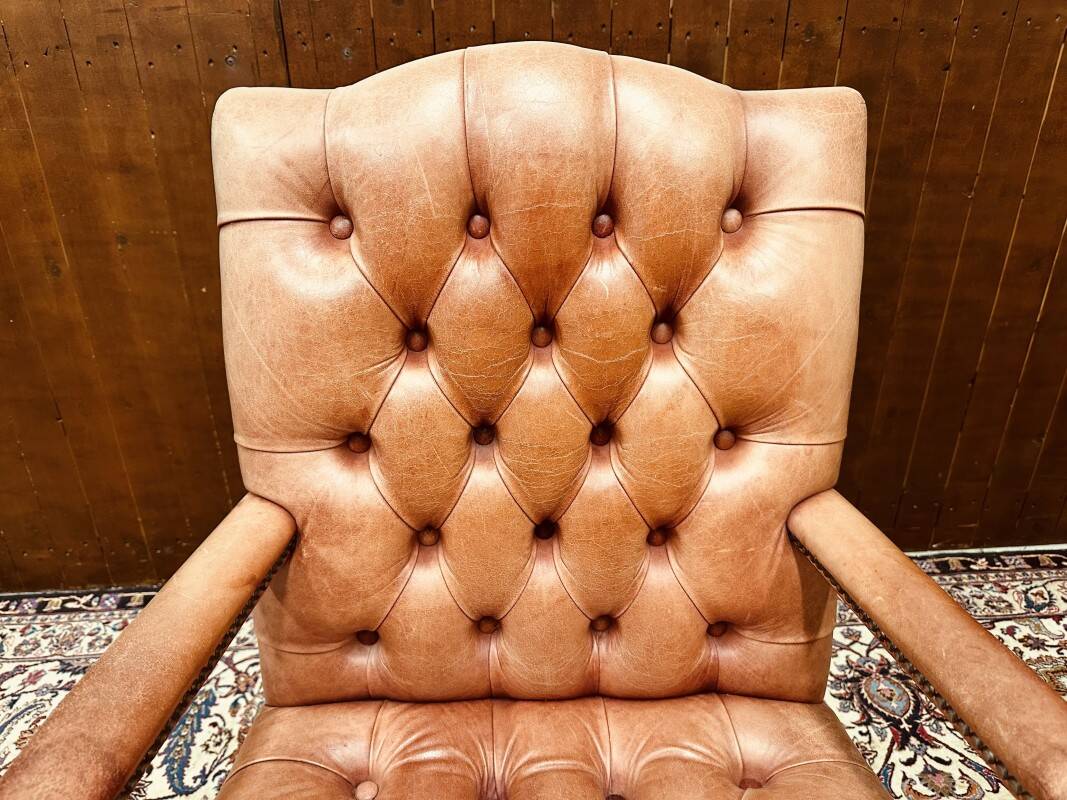 English Chesterfield Salmon color President Chair Office chair