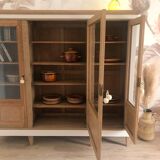 Vintage solid oak display cabinet / bookcase