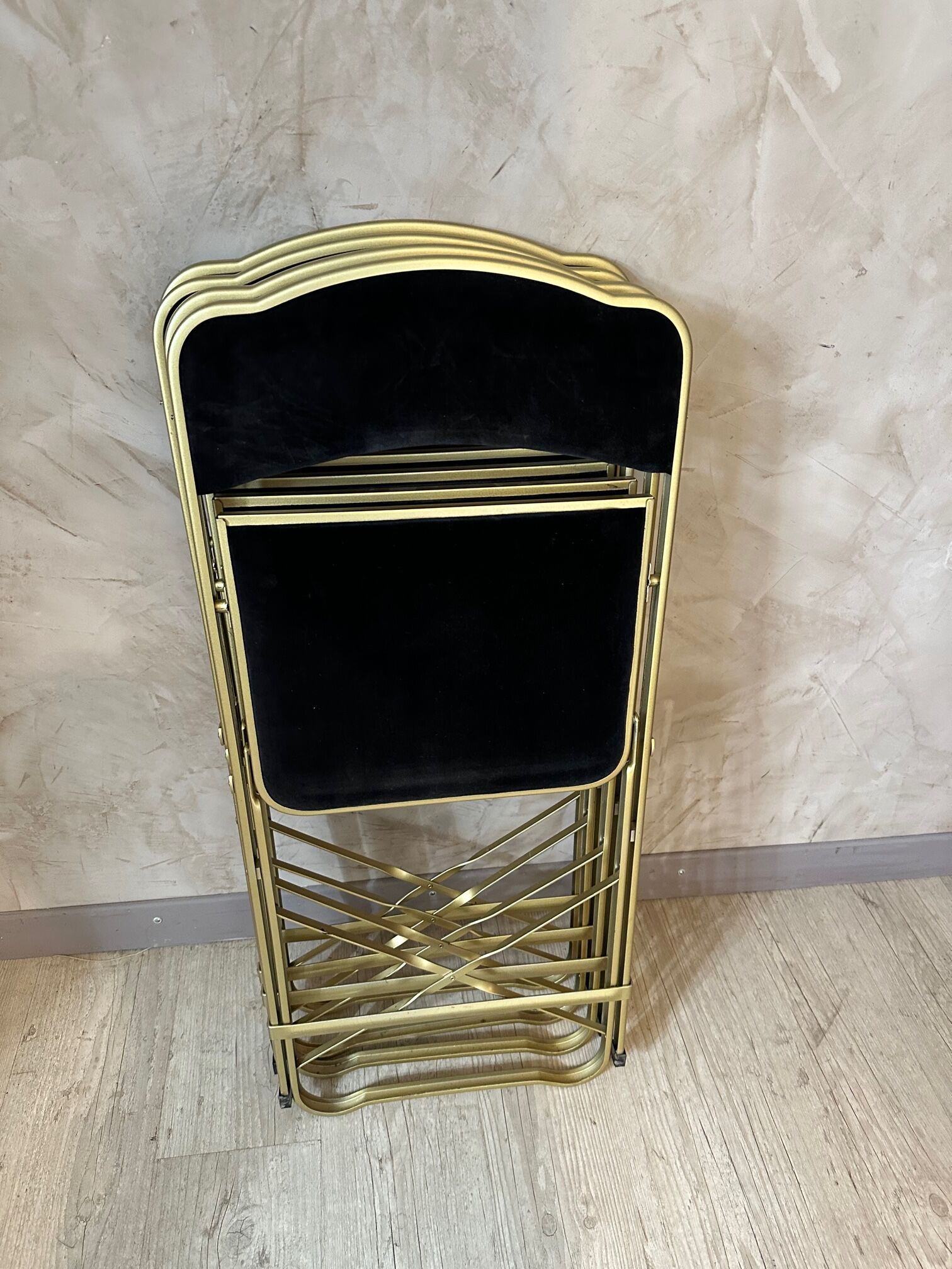 4 velvet and brass chairs