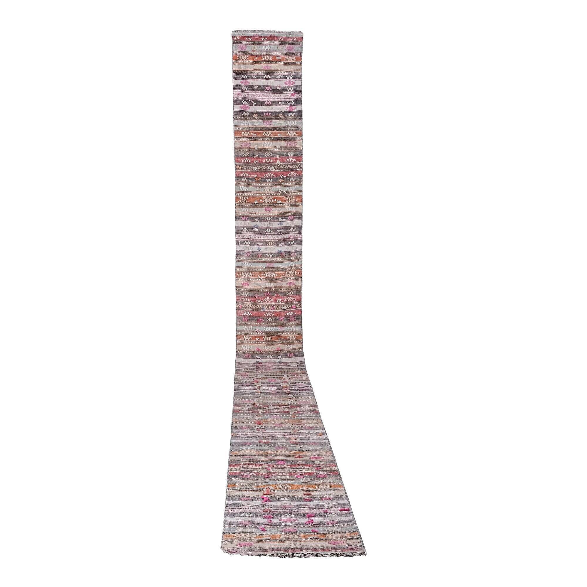 Vintage Turkish hallway rug 54x703 cm
