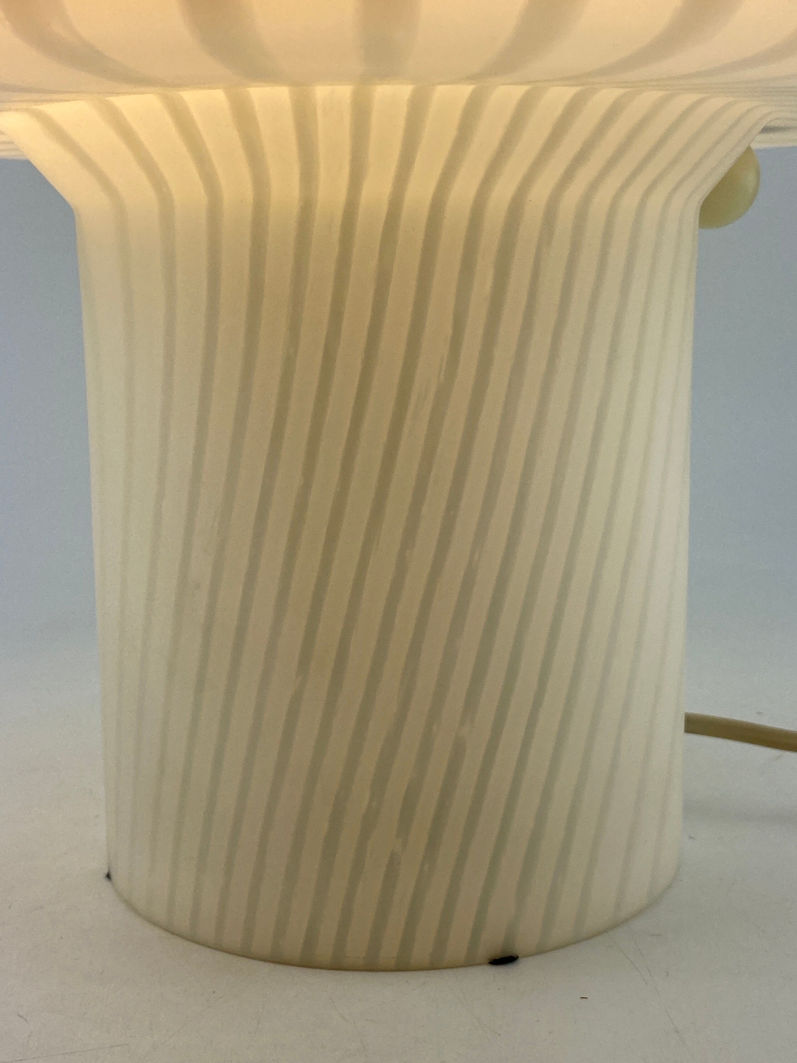 White glass Peill and Putzler mushroom table lamp XL