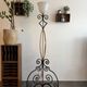 Vintage floor lamp in wrought iron and opaline.
