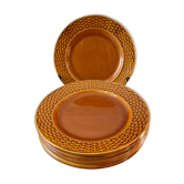 Lot de 7 assiettes à dessert Digoin Sarreguemines en barbotine années 50