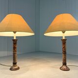 Set of 2 large marble table lamps 1970's