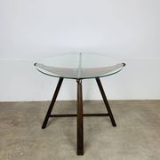 Table d’appoint en bois et verre, Italie, années 60, guéridon