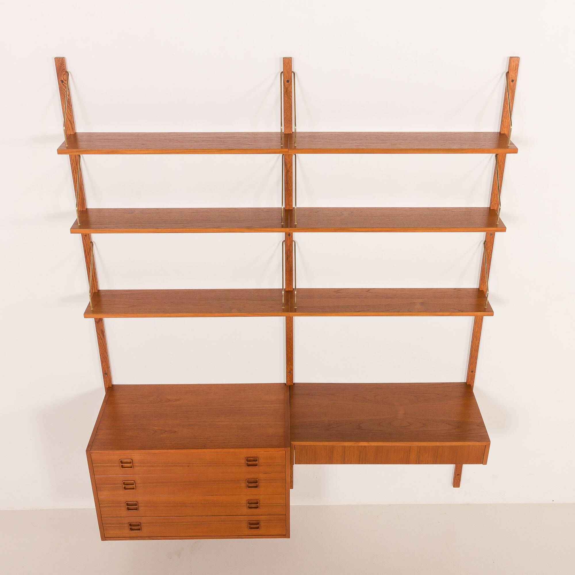 Danish vintage teak wall unit with a desk, 1960s