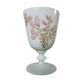 Opaline vase floral pattern, signed, 60s 70s
