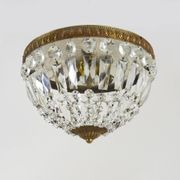 Old crown ceiling light with 3 lights, half basket with glass pendants. Louis XVI style. The 50's