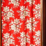 5-leaf screen in wood & floral fabric 1960
