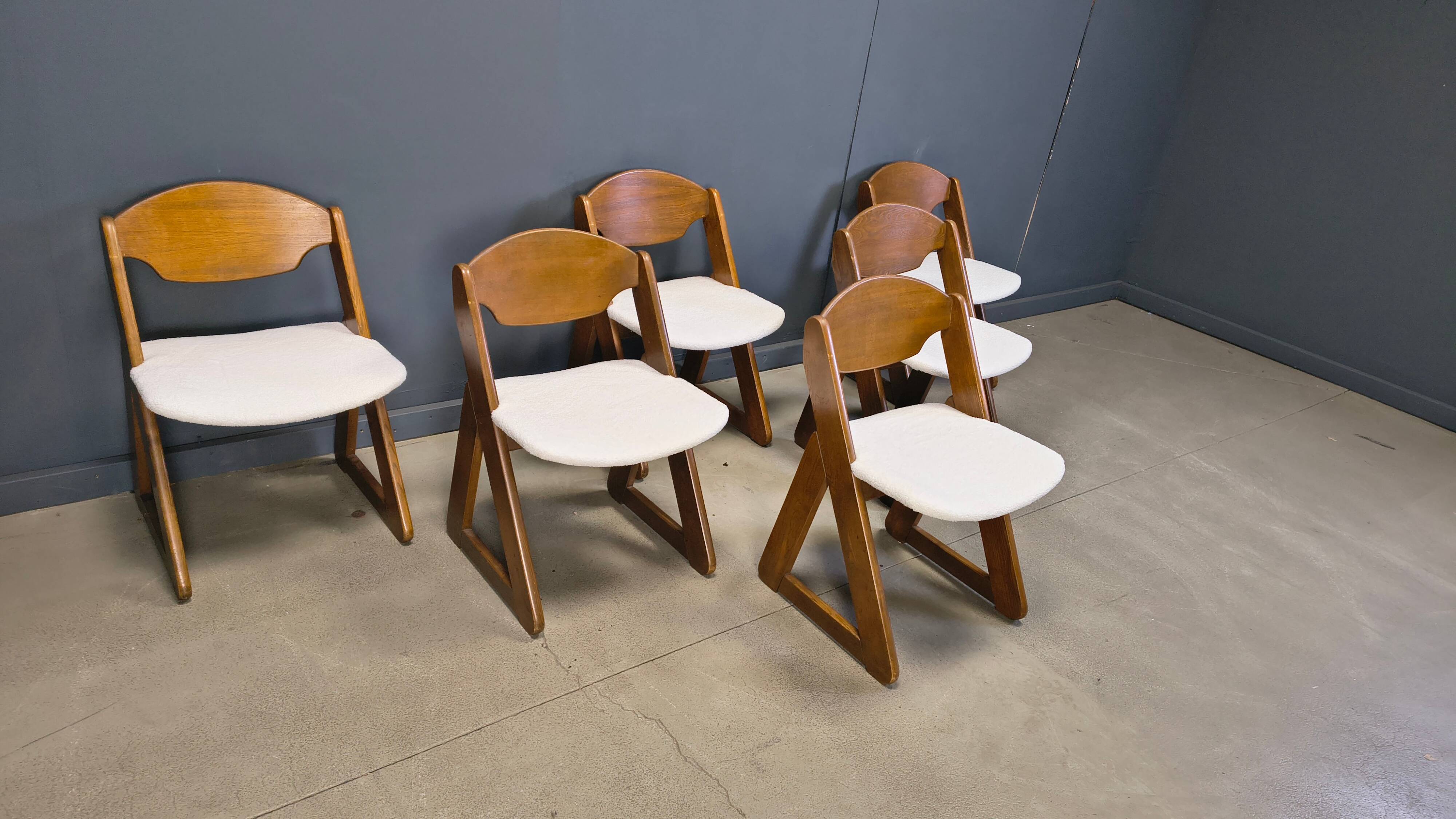 Chaises de salle à manger brutalistes vintage, ensemble de 6 - années 1960