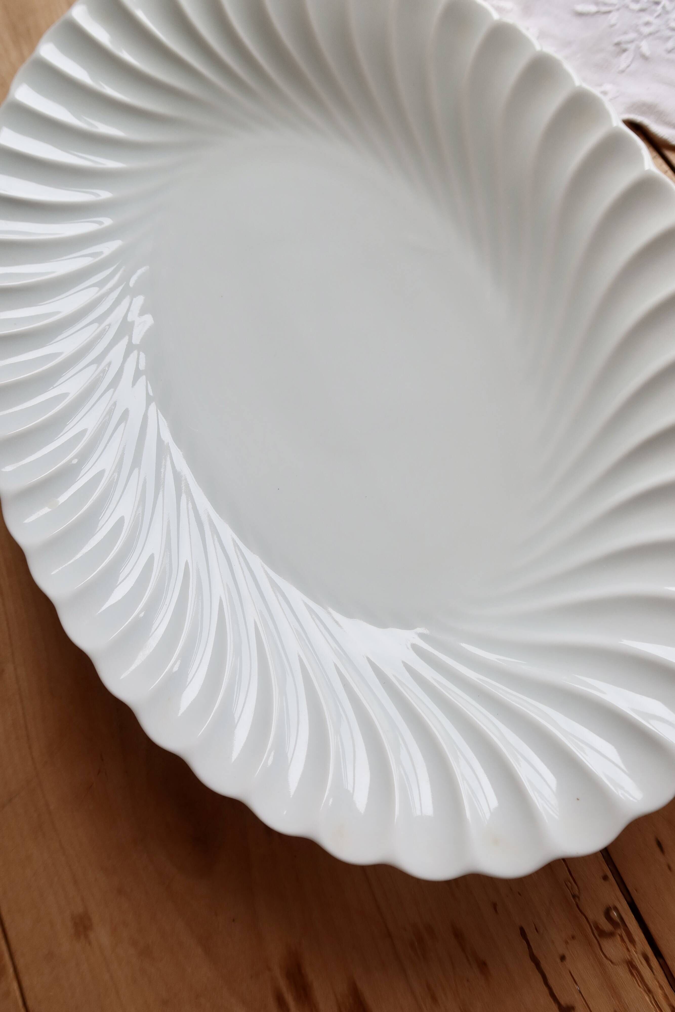 Vintage oval serving dish white twisted porcelain Limoges Haviland