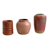Composition of 3 small vintage ceramic vases, Mid Century mini vases