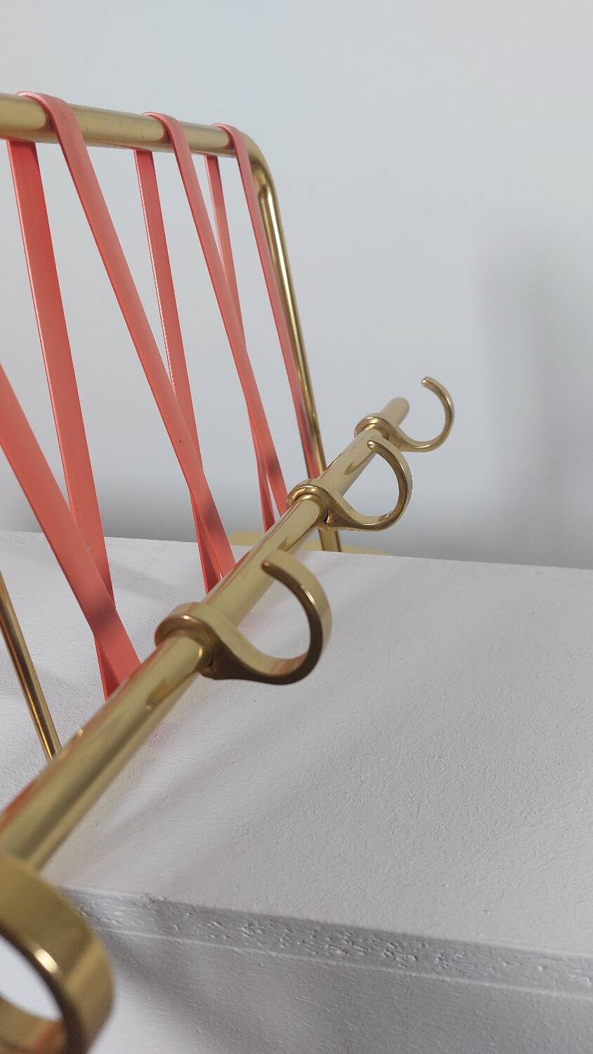 Vintage mid century wall mount brass wardrobe coat rack