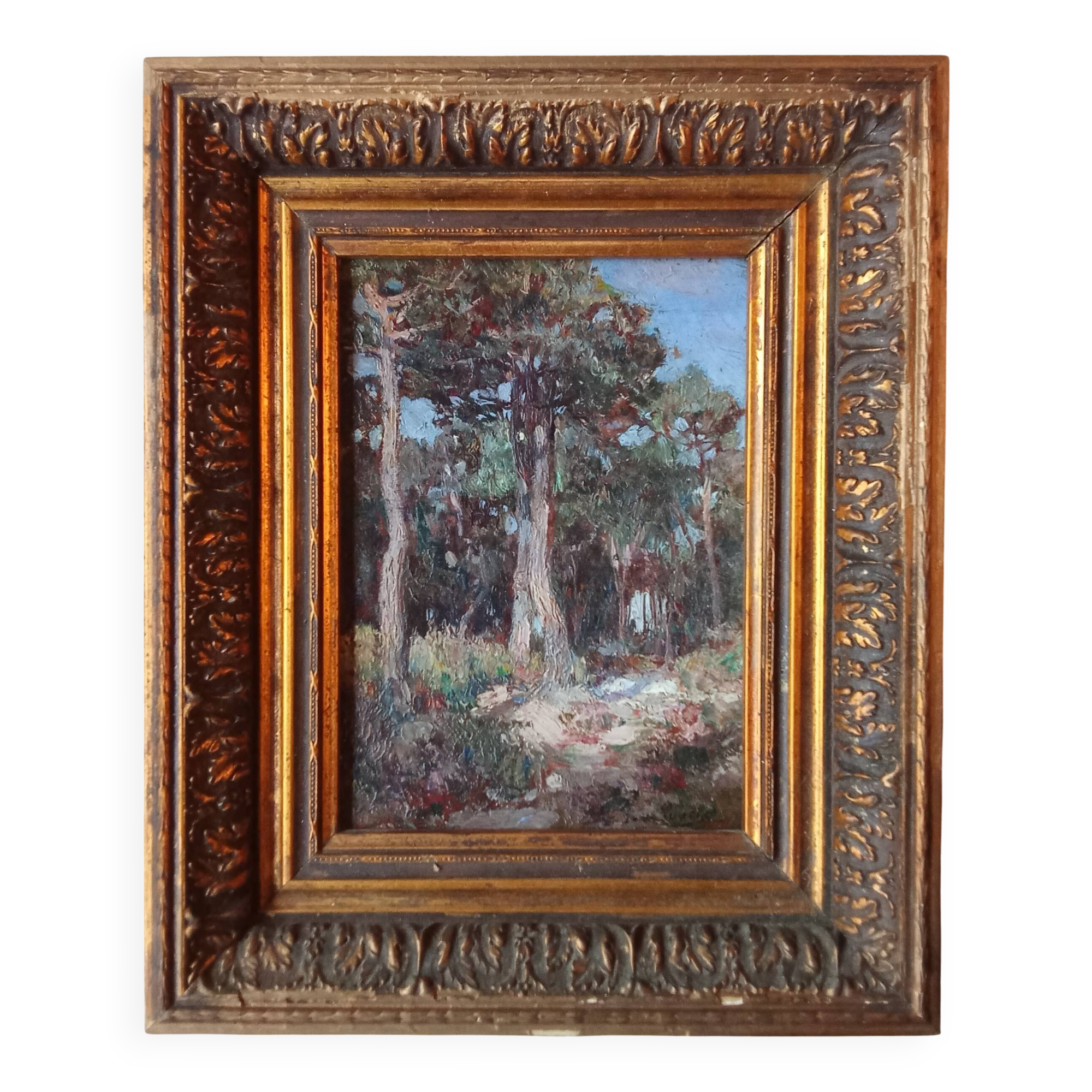 Antique landscape painting, gilt frame