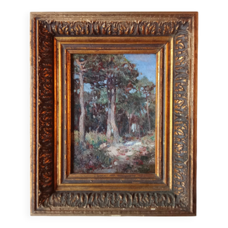 Antique landscape painting, gilt frame