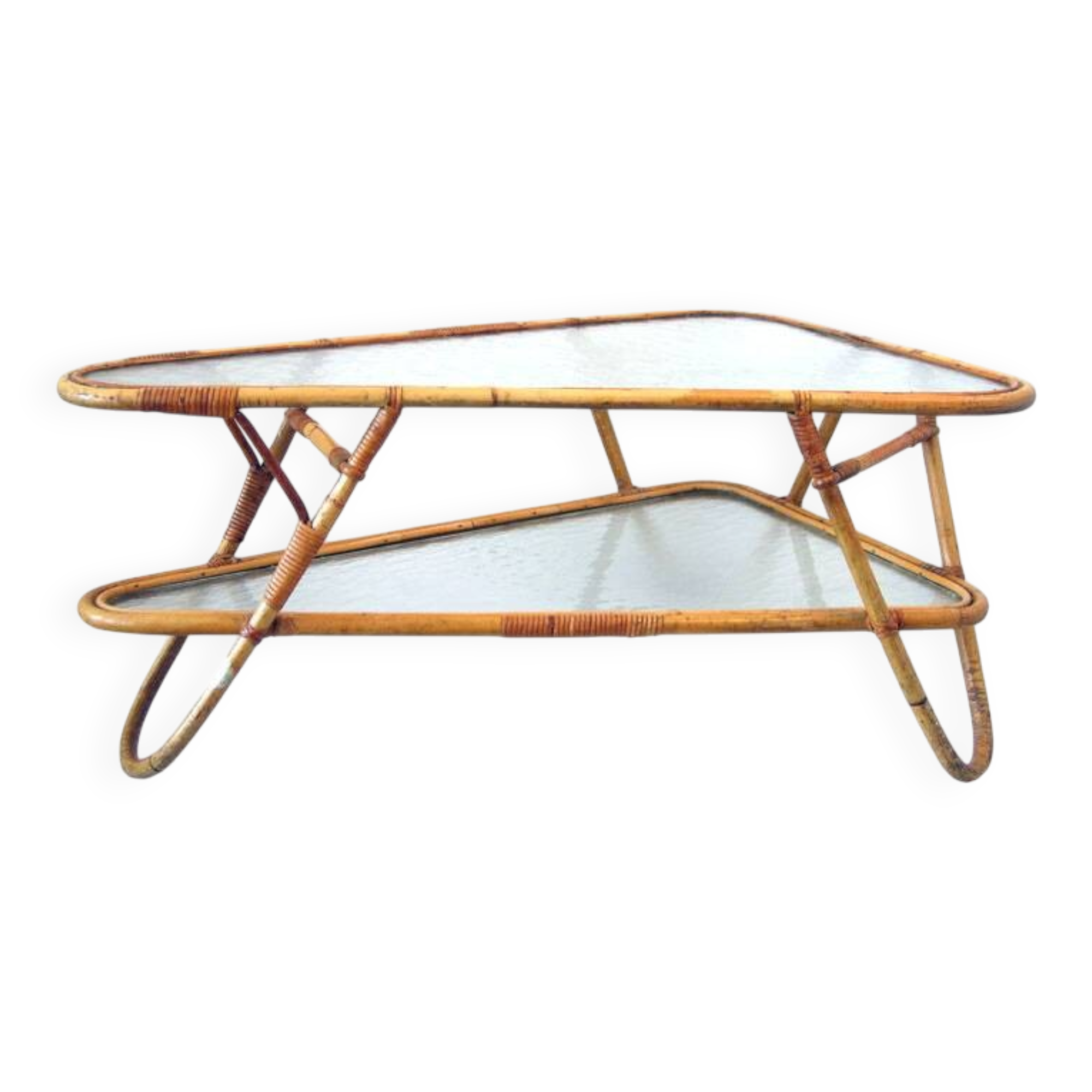 Grande table basse en rotin par Dirk van Sliedrecht pour Rohe Noordwolde.