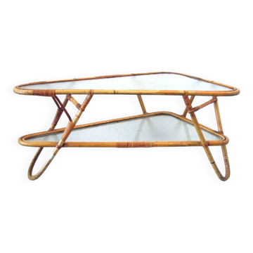 Grande table basse en rotin par Dirk van Sliedrecht pour Rohe Noordwolde.