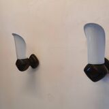 Pair of wood and earthenware sconces