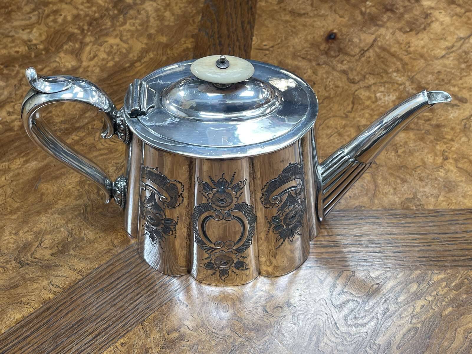19th century English silver-plated teapot