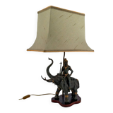 Sculptural lamp in bronze with double patina representing Indra on Airavata