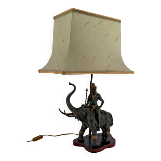 Lampe Sculpturale en Bronze à double patine représentant Indra sur Airavata