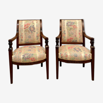 Pair of Mahogany Armchairs Return from Egypt Jacob Period Consulate Late Eighteenth