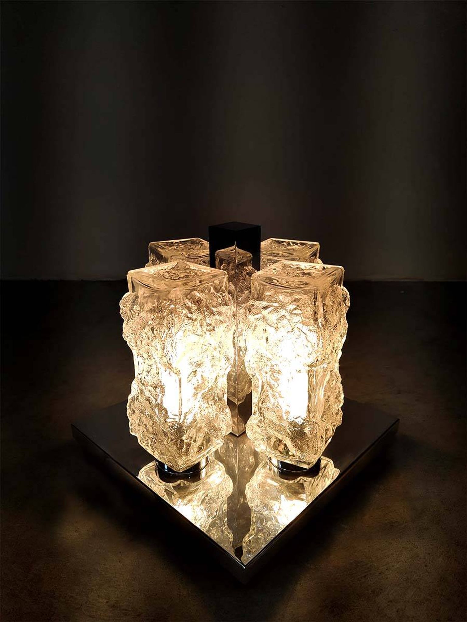 Vintage design Ice glass Flush Mount ceiling lamp 'Ice cubes'