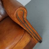 Fauteuil club vintage en cuir couleur cognac hollandais