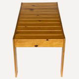 Scandinavian slatted pine coffee nesting table bench with stools or side tables, 1970s