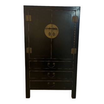 Asian-inspired black lacquered wooden wardrobe
