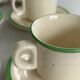 Set of 6 vintage speckled beige and green espresso cups – coffee service