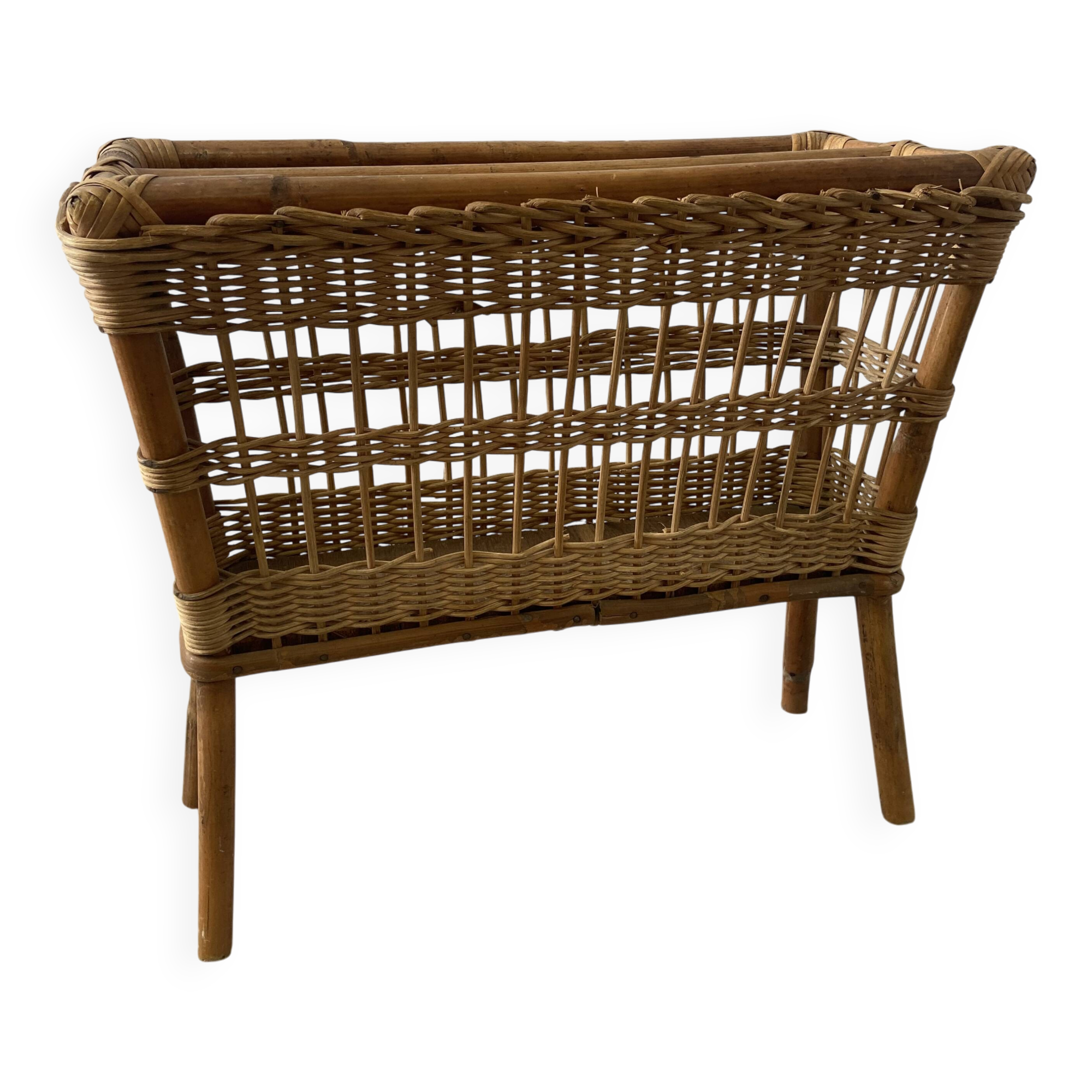 Rattan magazine rack