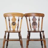 Ensemble de 4 chaises de salle à manger anglaises anciennes du milieu du 19e siècle