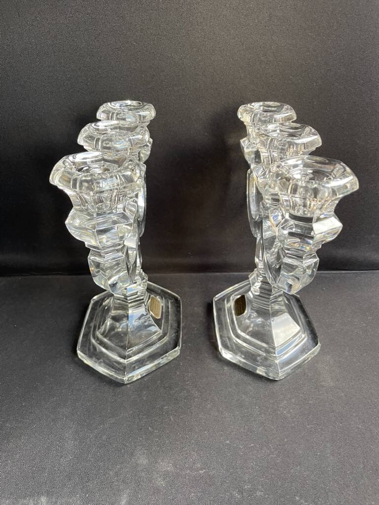 Pair of crystal candlesticks – Bernard Schott – Hellert (Moselle)