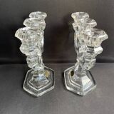 Pair of crystal candlesticks – Bernard Schott – Hellert (Moselle)