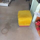 60s/70s furry pouf stool