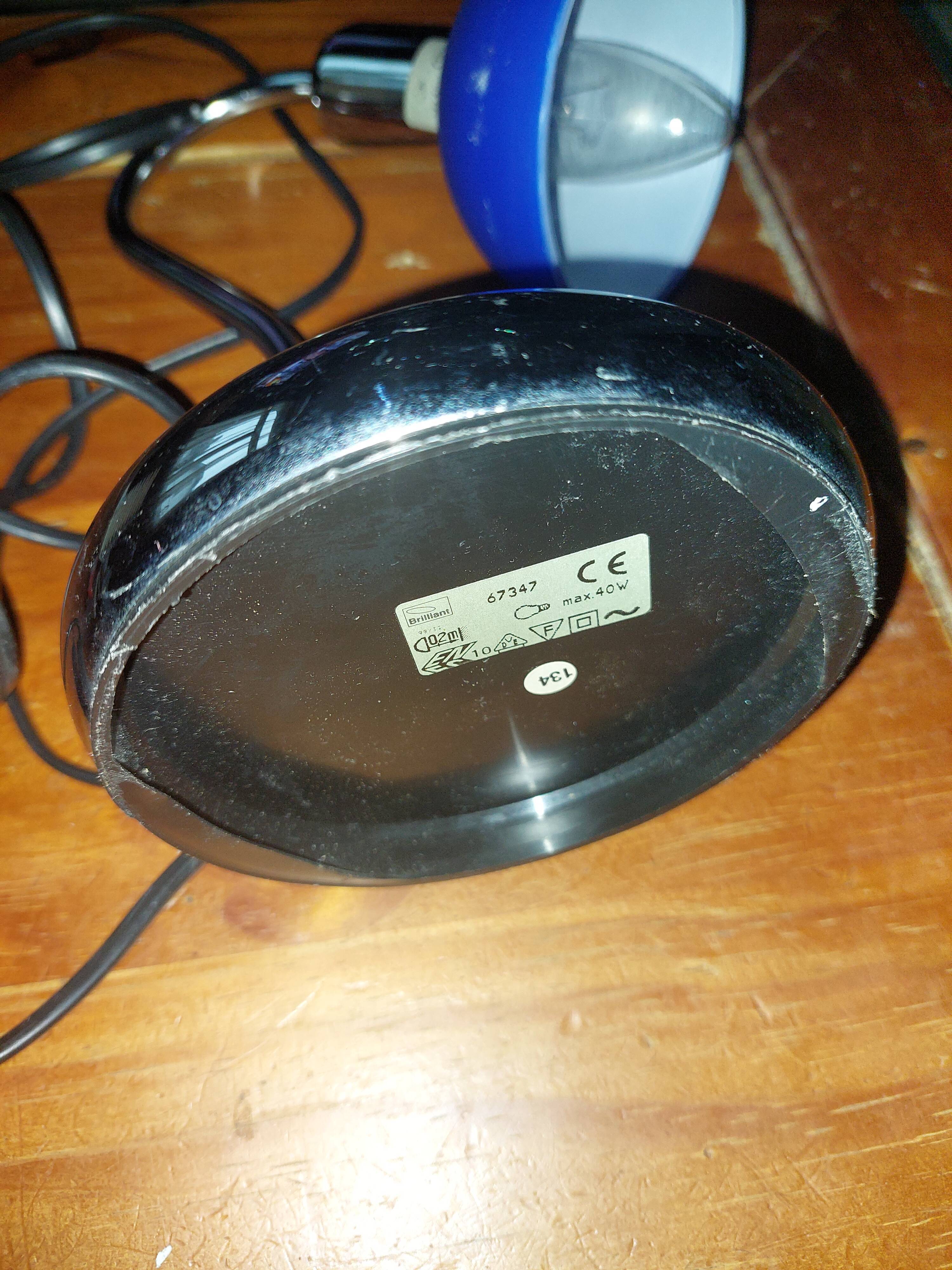 Table lamp chromed metal and glass globe used