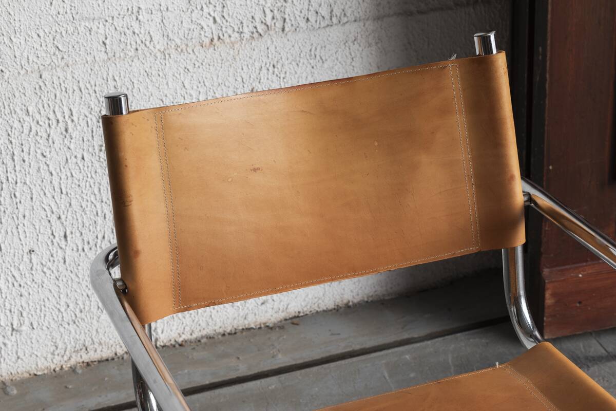 Set of 4 tubular dining chairs in Bauhaus style, in the manner of Marcel Breuer, 1970s