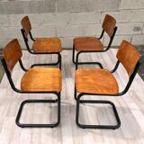 Lot of 4 chairs Vintage Arhend Cantilever oak color