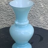 Large vintage pastel blue opaline vase