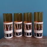 Amber glass and wicker glasses