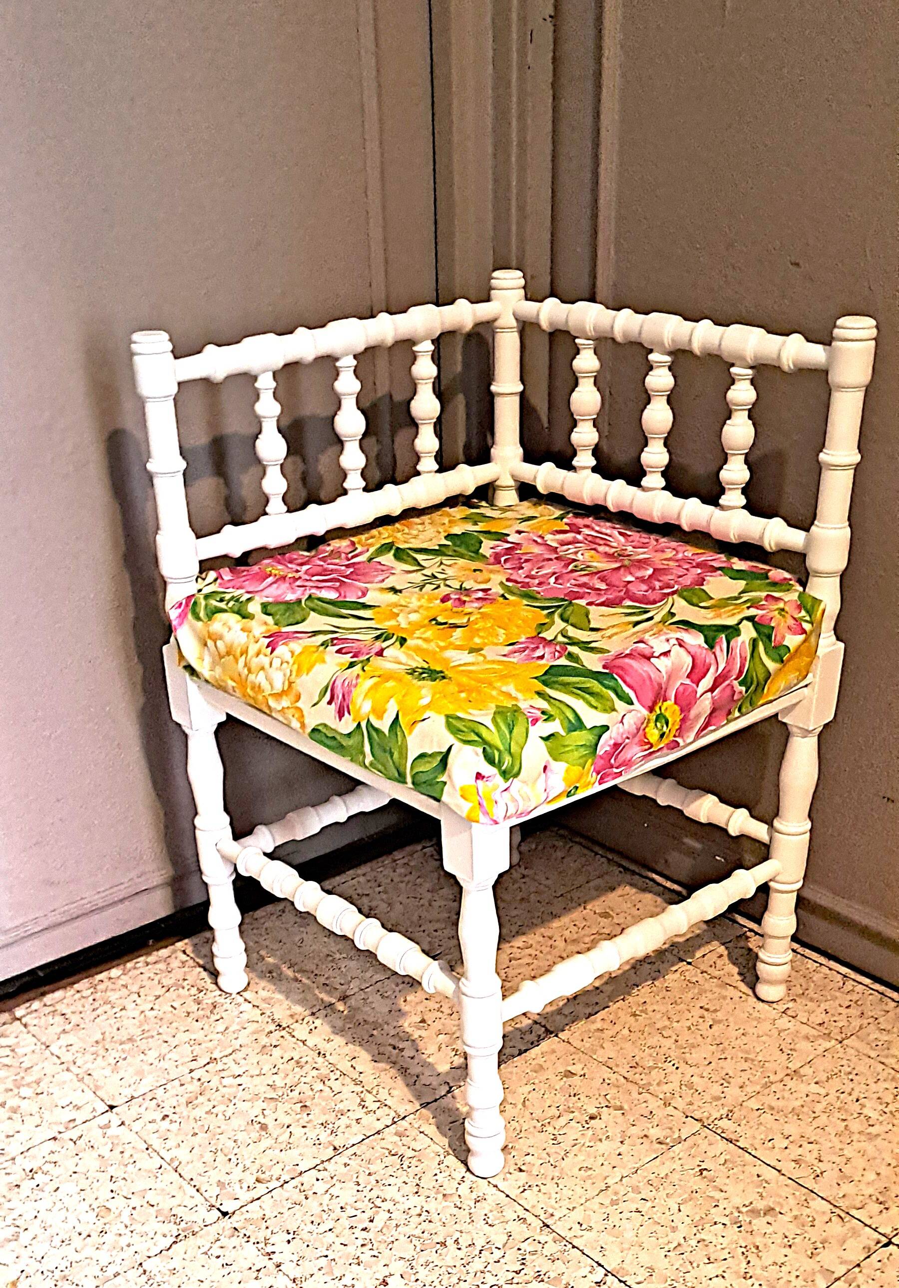 Fabric and wood corner armchair, comfort, relax, 1920s