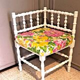 Fabric and wood corner armchair, comfort, relax, 1920s