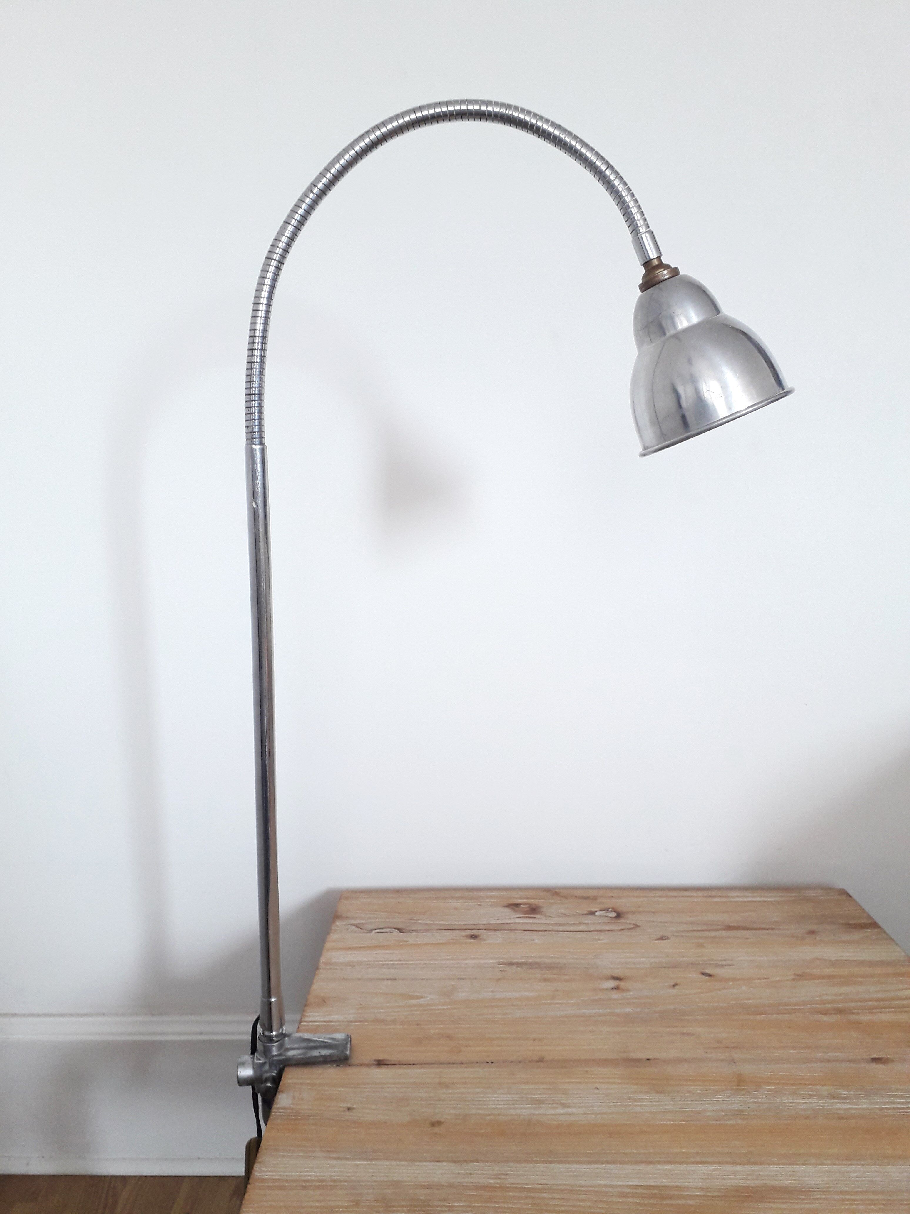 Workshop / industrial lamp - Orientable - Brushed metal - 50s