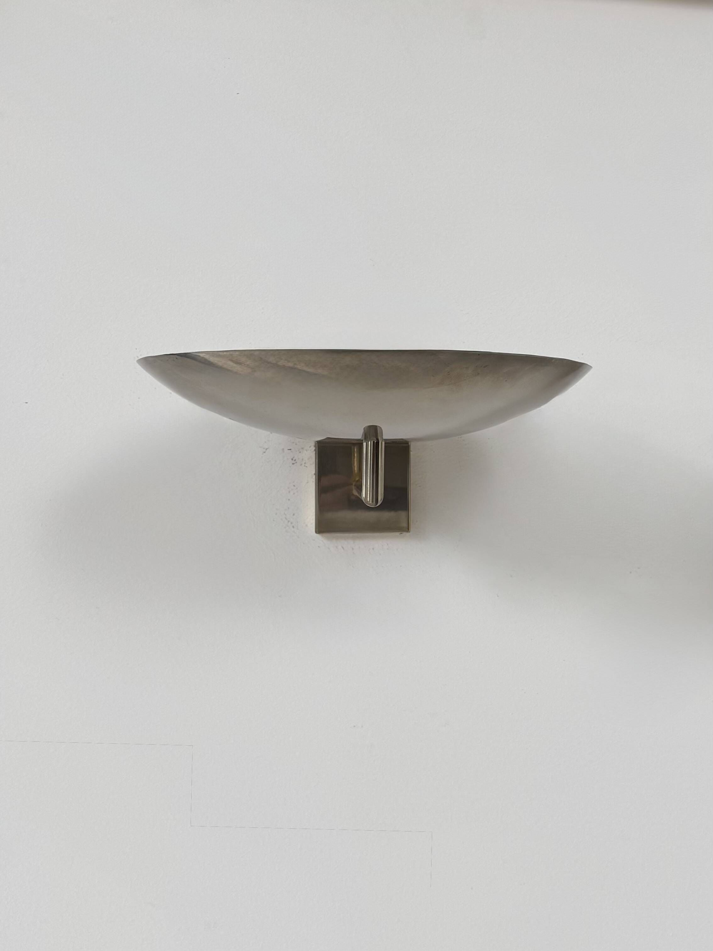 Pair of vintage wall lights, chrome metal, France, 1970.