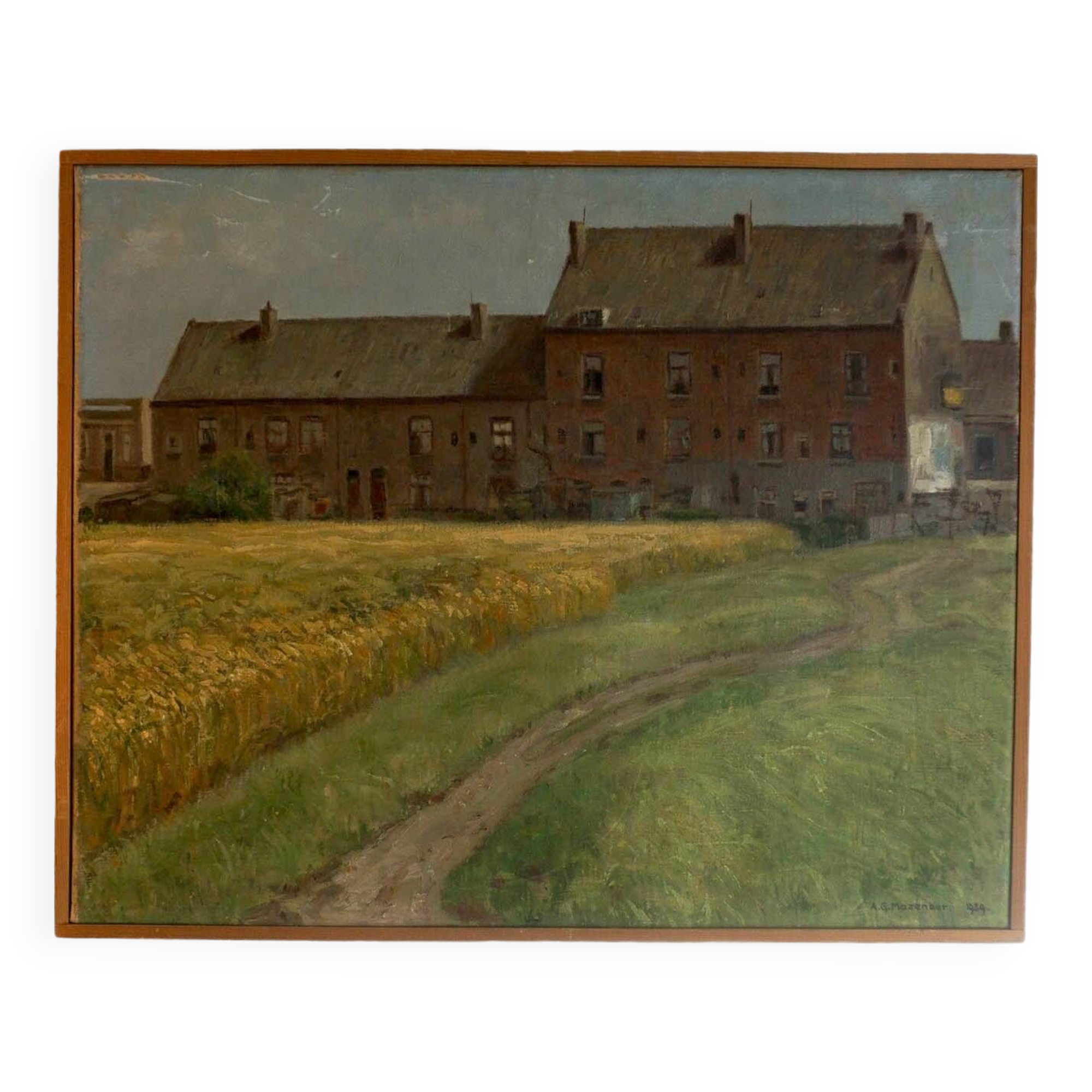 Impressionist painting of belgian farmhouse scene