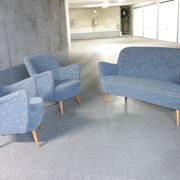 Set sofa and 2 armchairs vintage 50/60s organic fabrics vintage original