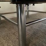 Vintage coffee table from the 80s in smoked glass and chrome metal