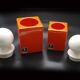 Pots Spagnolo pour Sicart 2 orange et blanc 1970s