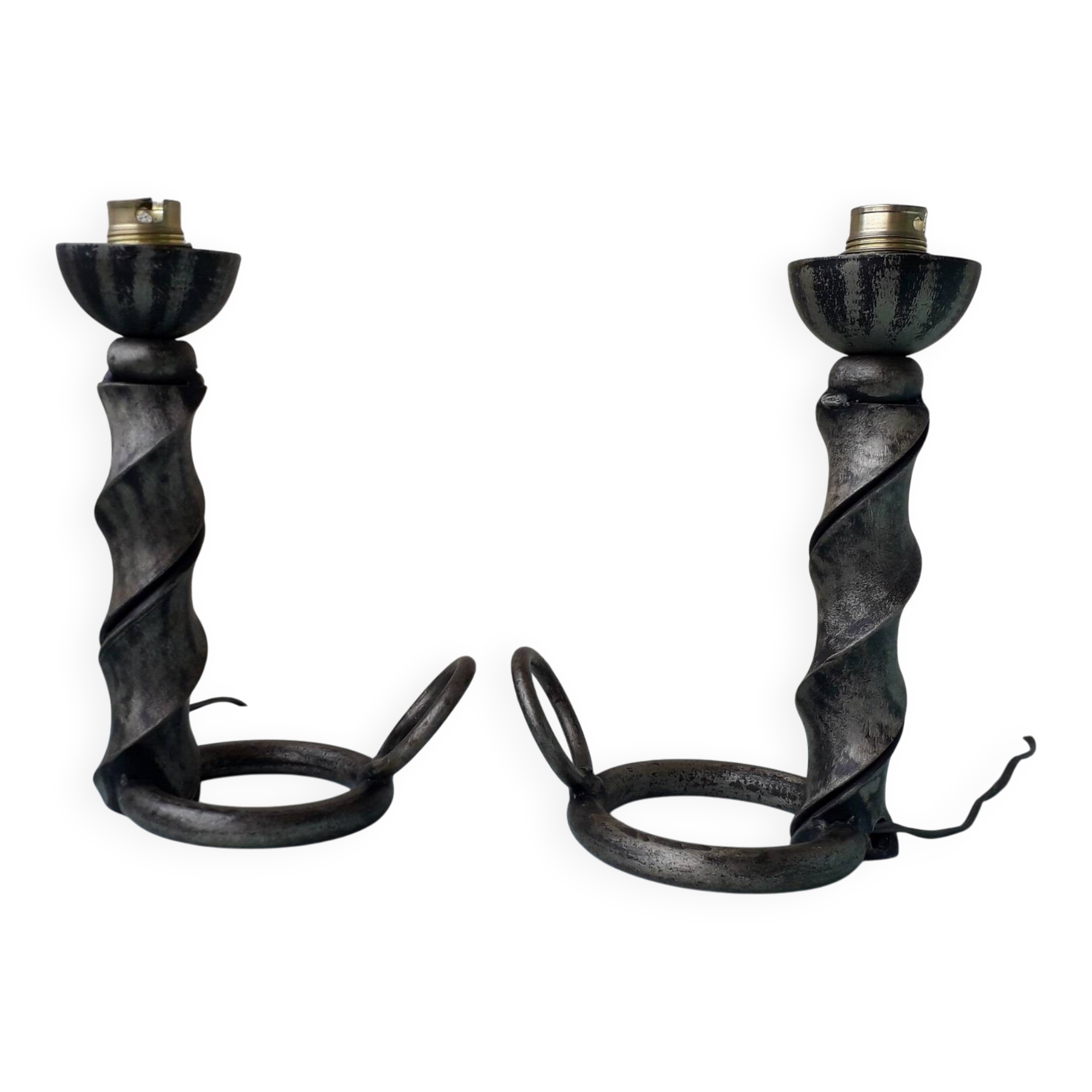 Pair of wrought iron lamp bases